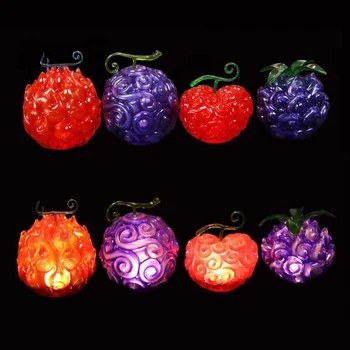 Anime Tek Parça Şeytan Meyve Figürü led ışık GK Şeytan Kauçuk Koyu Yanık Cerrahi Glow Model Oyuncaklar 4 adet / takım Masası Dekorasyon