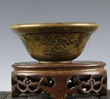 Antika Eski QingDynasty bakır kase, uzun ömürlü kase heykel, el oyma el sanatları, en iyi toplama ve süsleme, ücretsiz kargo
