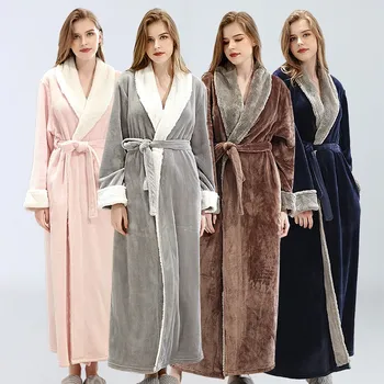 Avrupa tarzı uzun kadın elbiseler kalın pazen pijama Sıcak kadın salonu
