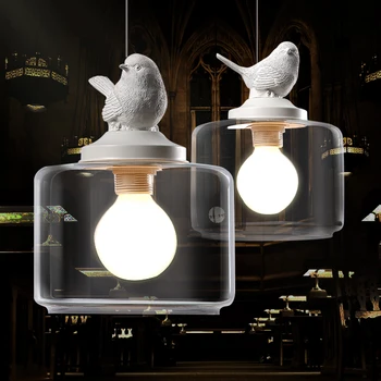 Avrupa yaratıcı kuş avize LED lamba oturma odası led avize E27 led lamba retro sanat cam led parlak chandelierLB121112
