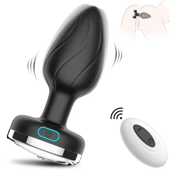 Aydınlık Elektrikli Anal Plug Kablosuz Uzaktan Kumanda Vibratör prostat masaj aleti Silikon Renk Değiştirme Butt Plug Yetişkin Seks Oyuncakları
