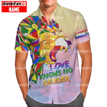 AŞK LGBT GURUR ASLAN GÖKKUŞAĞI 3D Tam Baskılı havai gömleği Erkekler Yaz Camisa Kadın Üst Unisex Tee Erkek Tshirt Streetwear 01