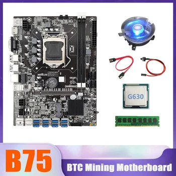 B75 BTC Madenci Anakart 8 XUSB + G630 CPU + DDR3 4G 1333 MHz RAM + CPU Soğutma Fanı + SATA Kablosu + Anahtarı Kablosu B75 USB Anakart