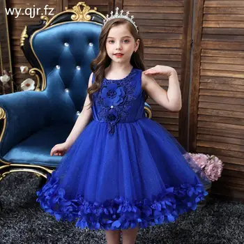 BH-301 # Çiçek Kız Elbise Balo çocuk giyim Elbise 3-10 yaşında Toptan Parti Balo Performans Elbise Mavi Pembe
