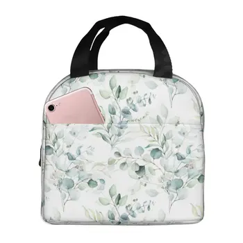 Bahar Yaprak Çiçek Adaçayı Termal Öğle Yemeği Çantası Yalıtımlı yemek kabı Kadınlar için Yemek Bento Tote Çanta İş Piknik Gıda soğutucu çanta Çanta