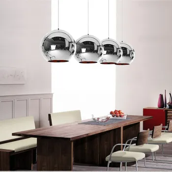 Bakır Top Gölge sarkıt aydınlatma Modern Cam küre kolye ışıkları Yuvarlak Tavan Asılı Lamba armatür mutfak ışığı fikstür