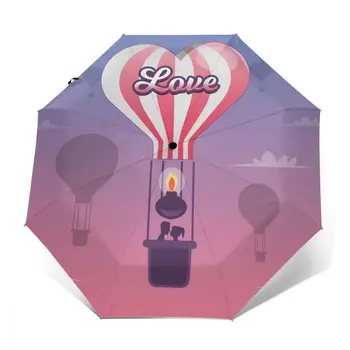 Balon İle Kalp Şekli Rüzgar Geçirmez Otomatik Katlanır Ters Şemsiye Taşınabilir Paraguas için Adam Kadın