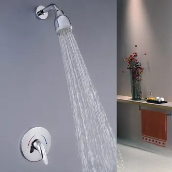 Banyo Duş Seti Katı Pirinç Sadelik Krom tepeden duş Banyo Sistemi Gömülü Soğuk ve Sıcak Mikser Musluk Dokunun Duvara Monte