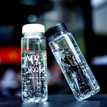 Basit Plastik su şişesi Taşınabilir Şeffaf Vücut spor su ısıtıcısı 500ml SH165
