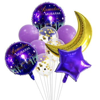 Bayram Mor Balonlar Altın Ay Ramazan EİD MUBARAK Parti dekorasyon balonları Seti Kombinasyonu Toptan