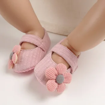 Bebek Ilk Yürüyüşe Giyim Çocuk Bebek Yenidoğan Erkek Bebek Kız Unisex Yumuşak Sole Beşik Ayakkabı Çiçek Pamuk Prewalker Ayakkabı