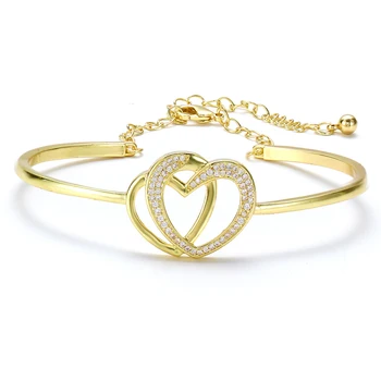 Bettyue Yeni Varış Kalp Shapre Çapraz Romantik Bilezik Ayarlanabilir Altın Renk AAA CZ İle Severler İçin Büyüleyici yıldönümü hediyesi