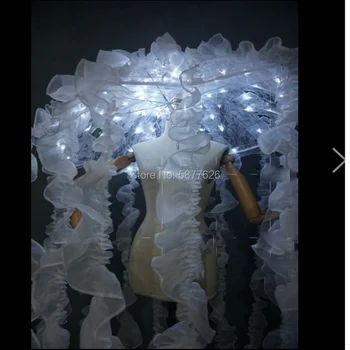 Beyaz led ışık denizanası şemsiye Bar şarkıcı gogo bar atmosfer prop