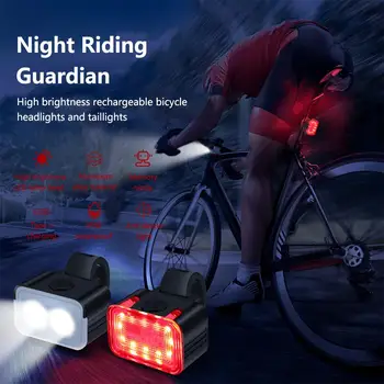 Bisiklet Bisiklet Ön Arka İşık Seti Bisiklet USB Şarj Far İşık MTB Su Geçirmez Arka Lambası LED Fener Bisiklet Aksesuarları