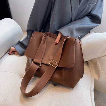 Büyük PU deri postacı çantası Kadın Çanta Büyük Kapasiteli omuz çantaları Bayanlar İçin 2022 Casual Tote Alışveriş Basit Moda Çanta