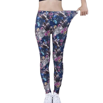 CUHAKCI Elastik Seksi Pantolon Yıldızlı Gökyüzü Çiçek Baskı Tayt Kadın Leggins Yeni Moda Yüksek Bel Pantolon