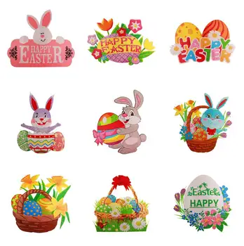 DIY Elmas Boyama Paskalya Duvar Sticker paskalya tavşanı Yumurta Çelenk Taklidi Nakış Mozaik Sticker Ev Kapı Duvar Dekor için