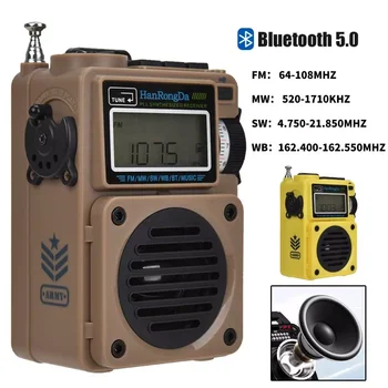 Dijital Radyo Taşınabilir FM / MW / SW / WB Radyo Alıcısı Bluetooth 5.0 Hoparlör TF Müzik Çalar Desteği Çalar saat Kilidi