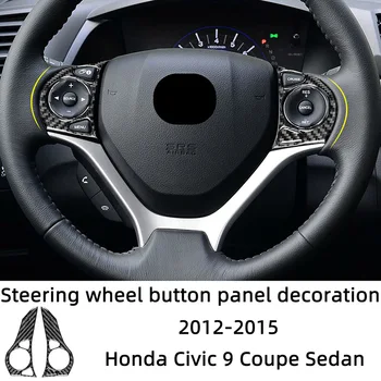 Direksiyon Düğmesi Dekorasyon Çerçeve Karbon Fiber Araba Çıkartmaları Honda 2012-2015 Civic 9 Coupe Sedan İç Aksesuarları