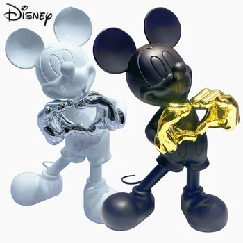 Disney 30cm Süs aksiyon figürü oyuncakları Çocuklar İçin Mickey Garaj Seti Animasyon Modeli Pvc Aksiyon Bebek Siyah Mickey Mouse Aşk