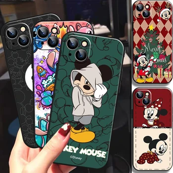 Disney Mickey Mouse Dikiş iPhone 14 13 12 11 Pro Mini X XR XS Max SE 7 8 Artı telefon kılıfı Kabuk Kapak Coque Sıvı Silikon