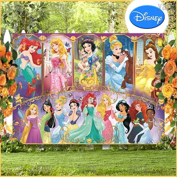 Disney Sihirli Kız Prenses Kartları Uyku Güzellik Moana Arkaplan Backdrop Karikatür Doğum Günü Partisi Afiş Dekorasyon Fotoğraf Çekimi