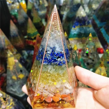 Doğal Kaplan Gözü Ametist Kristal Taşlar Çakıllar El Yapımı Beş Köşeli orgonit piramidi 40MM Çakra Aksesuarları Yapay El Sanatları