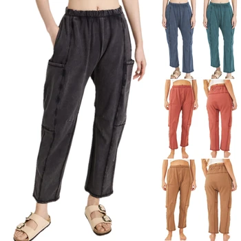 Düz Bacak Kargo Pantolon Kadınlar Yüksek Bel günlük bol pantolon İnce Vintage Y2k Streetwear Streç Geniş Bacak Pantolon Moda Kot
