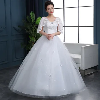 Düğün elbisesi balo elbisesi Yeni Yarım Kollu Lace Up Artı Boyutu düğün elbisesi es Basit Elbiseler