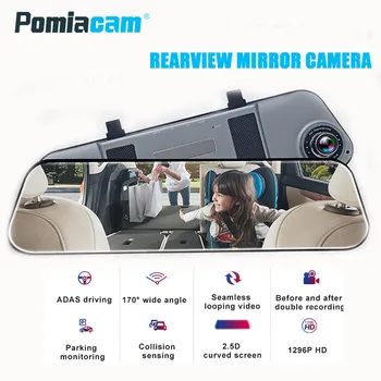 E5 dikiz aynası araba dvr'ı Akışı Dikiz Aynası dash Kamera 5 inç IPS Dokunmatik Ekran Full HD 1080P Araba Kaydedici dash kamera