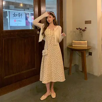 Elbise Setleri Kadın Elbiseler Ihale Çiçek Yaz Ince Güneş geçirmez İmparatorluğu Gevşek Orta buzağı Maxi Kadın Eğlence Rahat Tüm Maç Kıyafetler