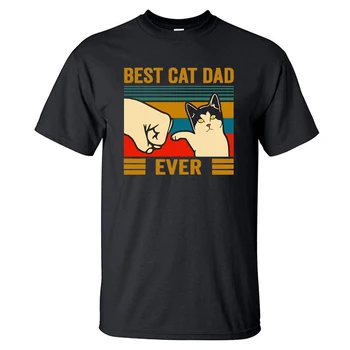 En iyi Kedi Baba Hiç Yaz erkek T Shirt Pamuk Kısa Kollu Moda Sevimli Streetwear Hayvan Kediler Erkek Üstleri Rahat Gömlek