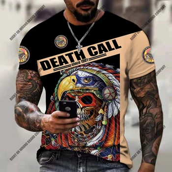 Erkek Giyim Moda Vintage Hint Kafatası T Shirt Açık Spor Harajuku Çocuk T-shirt Batı Denim Unisex Boy Üstleri