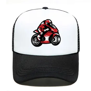 Erkek Kadın Ebeveyn-çocuk motosiklet yarış biker Baskı beyzbol şapkası Komik Rahat Şapka Örgü Vizör Açık güneş şapkası Ayarlanabilir Kapaklar