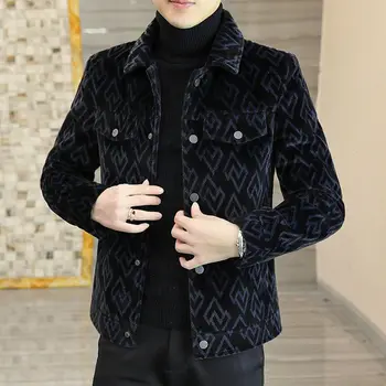 Erkek Kore Moda Yaka Ceket erkek Kalın Gençlik Yakışıklı Yünlü Kumaş Ceket Sonbahar ve Kış Kısa Yün Ceket Erkek