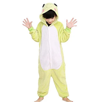 Erkek Kız Çocuk Kurbağa Yeşil Pijama Seti Pazen Çocuklar Hayvan Karikatür Cosplay Kapşonlu Pijama ınfantil Kigurumi Pijama