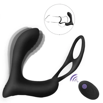 Erkek Prostat Masajı Uzaktan Kumanda Anal Vibratör Silikon Seks Oyuncakları Erkekler için Butt Plug Penis Eğitim Halkası Seks Makinesi