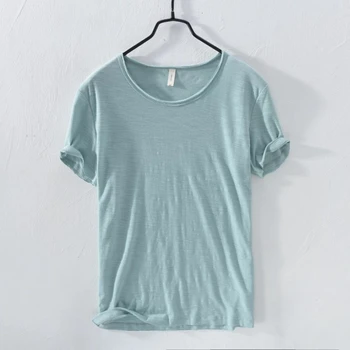 Erkek kısa kollu tişört Yaz Casual O-boyun Düz Renk Nefes Gömlek