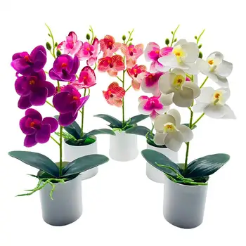 Fantezi sahte Bonsai Zarif hava koşullarına dayanıklı sahte ipek çiçek güzel yapay orkide çiçekleri