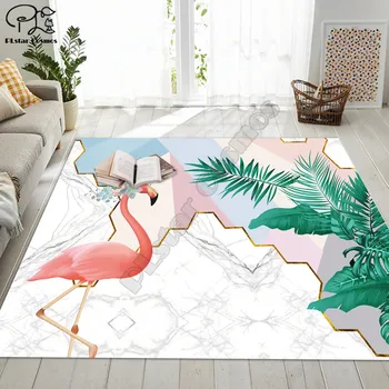 Flamingo desen halı Kare Kaymaz Alan Kat Mat 3D Halı kaymaz Mat Yemek Odası Oturma Odası Yumuşak yatak odası halısı