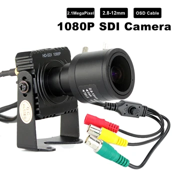 Full HD 1080P HD-SDI 2.1 Megapiksel Kamera 2.8-12mm Değişken Odaklı Manuel Lens Mini Metal Sdı Kamera OSD Kablosu İle