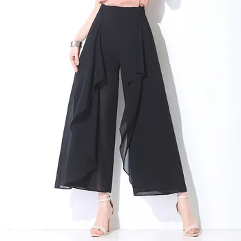 Fırfır Pantolon Kadınlar için Yüksek Bel Geniş Bacak Pantolon Kadın Rahat Palazzo Dipleri Büyük Boy Elbise Kore Yaz
