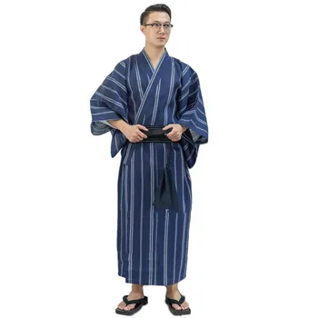 Geleneksel Japon Kimono Erkekler İçin Pamuk Kimono Hırka Erkek Spa Sauna Japon Yukata Gevşek Uzun Robe Elbise asya kıyafetleri