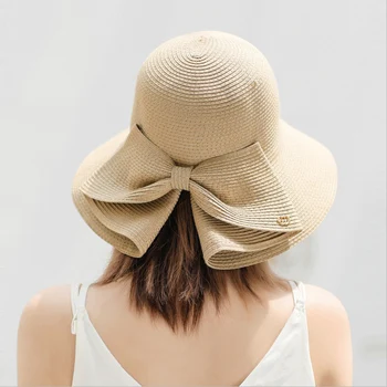 Geniş kenarlı Şapka Büyük plaj şapkası Panama kadın Hasır Şapka Koruma Katlanabilir güneş Koruma şapkası Tatil Açık Spor Şapka Moda