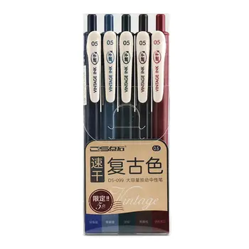 Geri çekilebilir Vintage Renkli Jel kalem Seti Okul Ofis Kırtasiye Dolum 0.5 mm Bağlayıcı Klip Yumuşak Kauçuk Kavrama Mermi Ucu Retro Kalemler