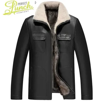 Giyim Erkekler 6XL Kış Gerçek Deri Ceket Erkek Keçi Shearlıng erkek Ceketler 100 % Vizon Kürk Ropa Hombre LXR377