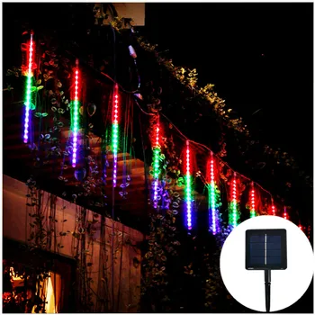Güneş LED Meteor Duş dize ışıkları su geçirmez sokak ışıkları Çelenk Açık Düğün Bahçe veranda ışıkları yılbaşı dekoru