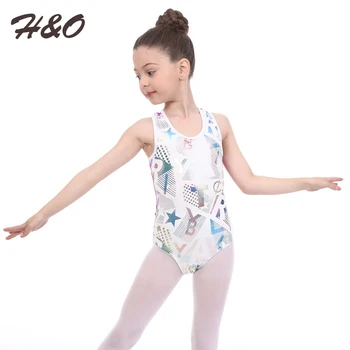 H & O Çocuk Kız Bale Dans Elbise Kolsuz Yuvarlak Boyun Kesme Geri Bale Jimnastik Leotard Tulum Dans Performansı