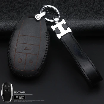 Hakiki Deri İnek Derisi Araba Anahtarı Durum katlanır anahtar zincirli anahtar Çanta Kabuk Koruyucu Bentley için Özel Amaçlı İç Aksesuarları