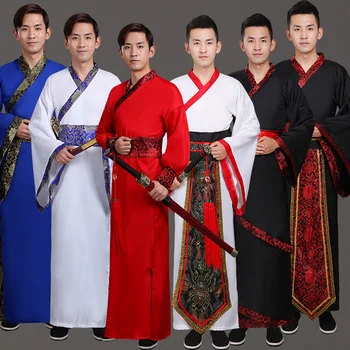 Hanfu Antik Kostüm Dyansty Geleneksel Çin Giyim Erkekler Kadınlar için uzun elbise Bilim Festivali Kıyafetler Dans Vestidos